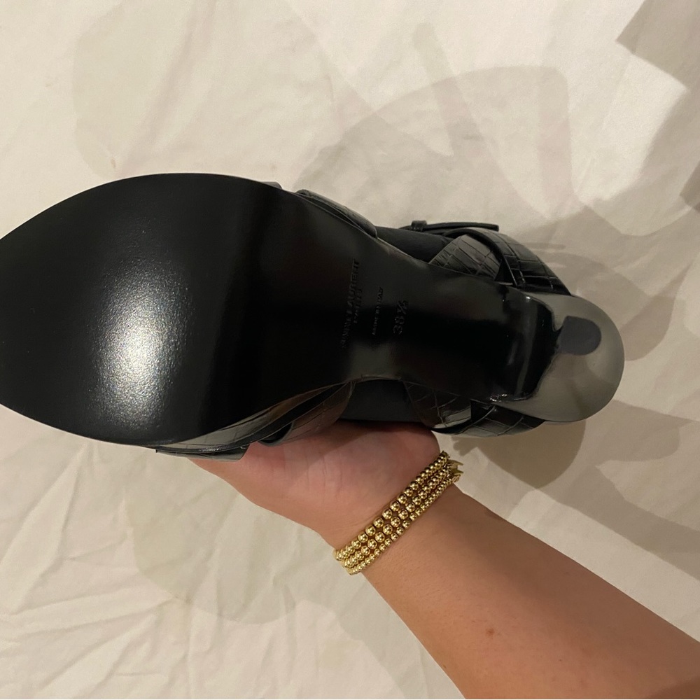 NEW Saint Laurent Tribute 105 Croc-Embossed Leather Heel - Picture 6 of 7